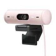 Webcam Full HD Logitech Brio 500 com Microfones Duplos com Redução de Ruídos, Proteção de Privacidade e Correção de Luz - Rosa CX 1 UN