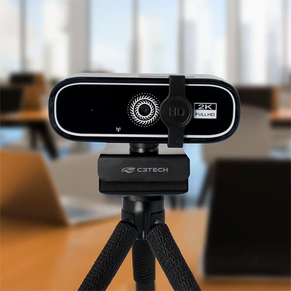 Câmera webcam QHD 2k com clipe de privacidade, Preto, WB-200BK, C3Tech - CX 1 UN