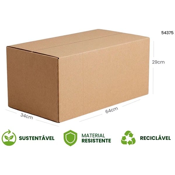 Caixa de Papelão para Transporte/Mudança, 64cm x 34cm x 29cm, 54375-02, Penha - CX 1 UN