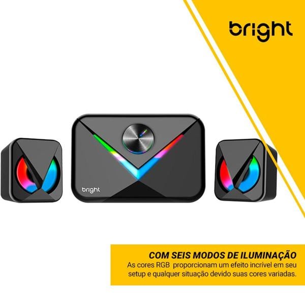 Caixa de som multimidia speaker, RGB, USB, Preto, CX004, Bright - CX 1 UN