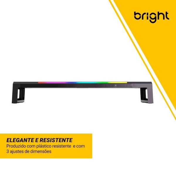 Suporte para monitor, LED com 7 cores, USB, Preto, SMN003, Bright - CX 1 UN