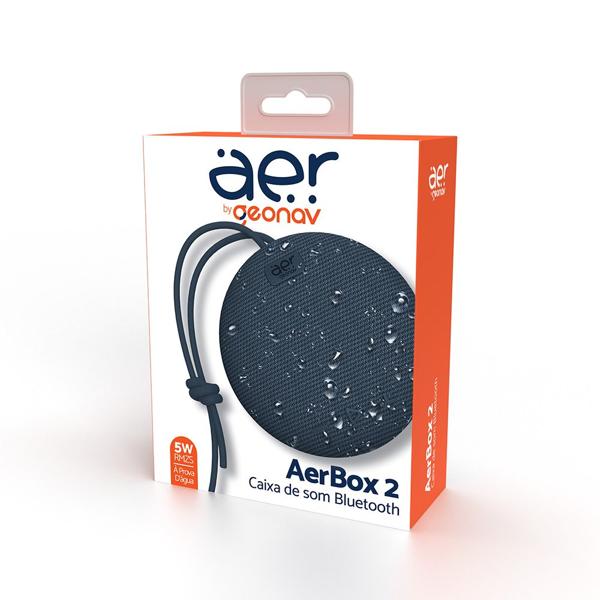 Caixa de som recarregável Bluetooth, Aerbox 2, 5w, Azul, AERCX02MB, Geonav - 1 UN