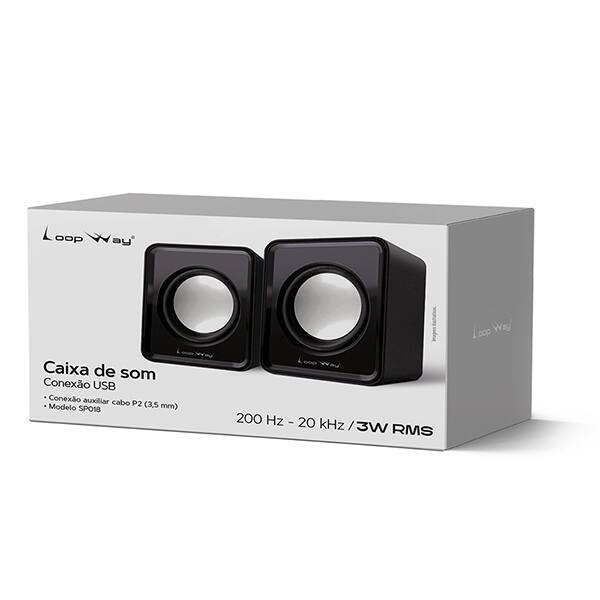 Caixa de som 3w rms, Conexão P2, USB, Preta, YT-SP018, Loop Way - CX 1 UN