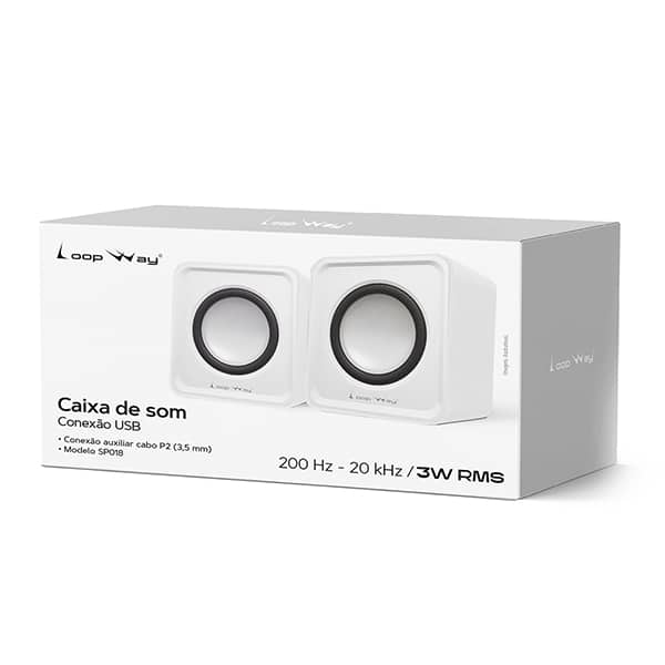 Caixa de som 3w rms, Conexão P2, USB, Branca, YT-SP018, Loop Way - CX 1 UN