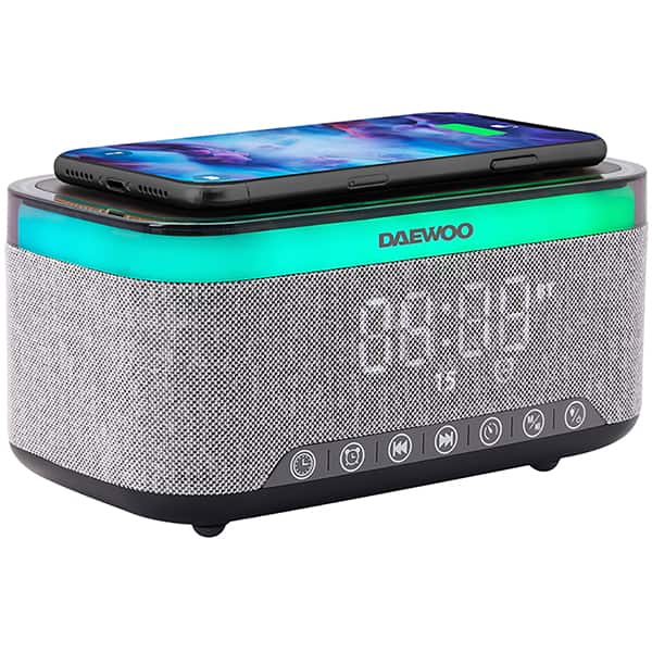 Caixa de som recarregável com relógio e carregamento por indução, 15w, Bluetooth, USB, RGB, DW300, Daewoo - CX 1 UN