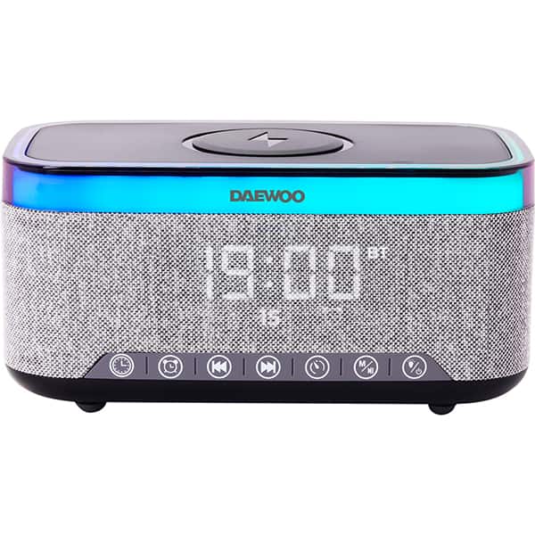 Caixa de som recarregável com relógio e carregamento por indução, 15w, Bluetooth, USB, RGB, DW300, Daewoo - CX 1 UN