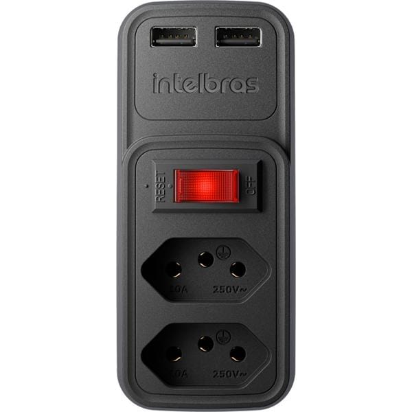 Adaptador para tomada com carregador USB, Preto, EAC 202, Intelbras - CX 1 UN