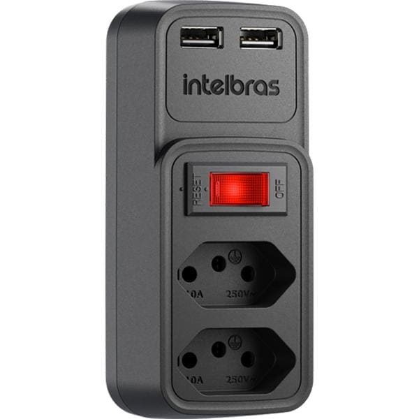 Adaptador para tomada com carregador USB, Preto, EAC 202, Intelbras - CX 1 UN