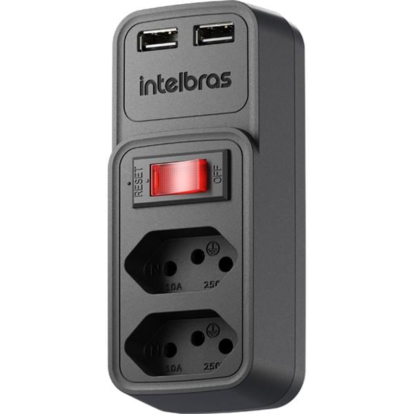 Adaptador para tomada com carregador USB, Preto, EAC 202, Intelbras - CX 1 UN