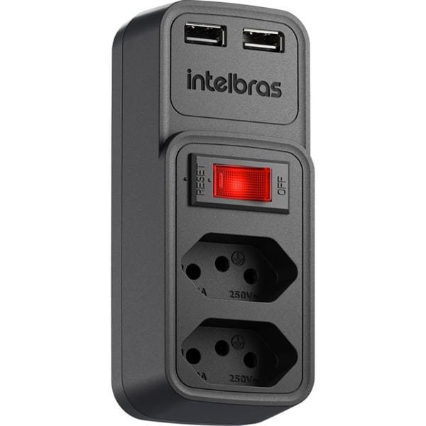 Adaptador para tomada com carregador USB, Preto, EAC 202, Intelbras - CX 1 UN