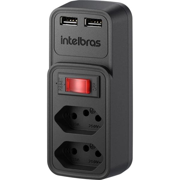 Adaptador para tomada com carregador USB, Preto, EAC 202, Intelbras - CX 1 UN