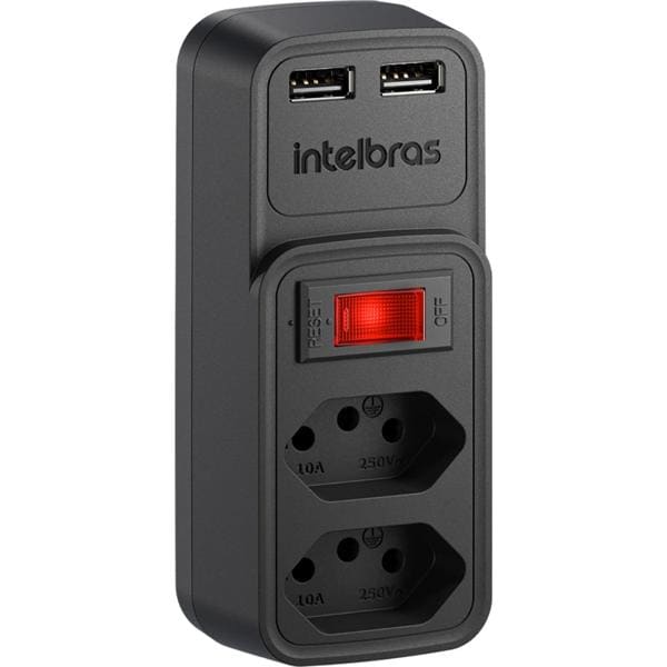 Adaptador para tomada com carregador USB, Preto, EAC 202, Intelbras - CX 1 UN