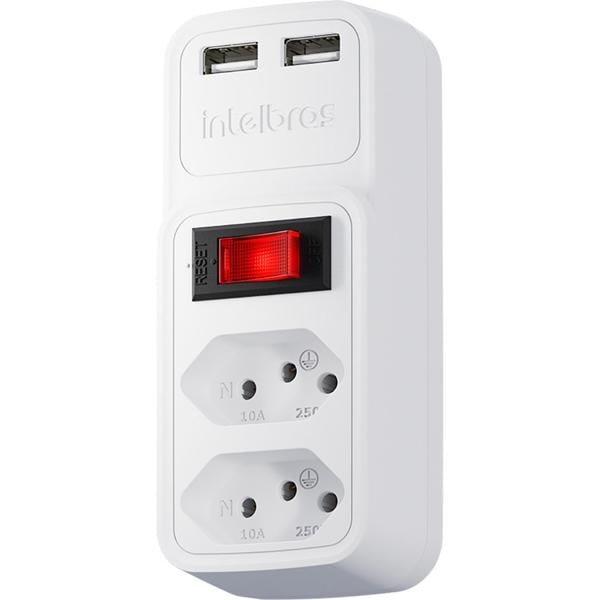 Adaptador para tomada com carregador USB, Branco, EAC 202, Intelbras - CX 1 UN