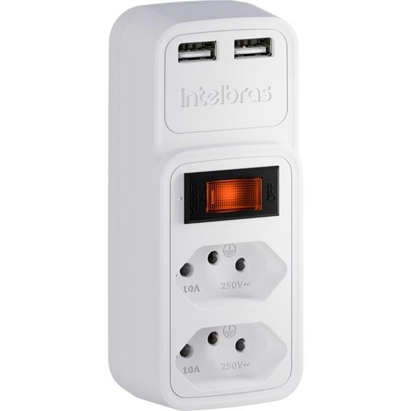 Adaptador para tomada com carregador USB, Branco, EAC 202, Intelbras - CX 1 UN