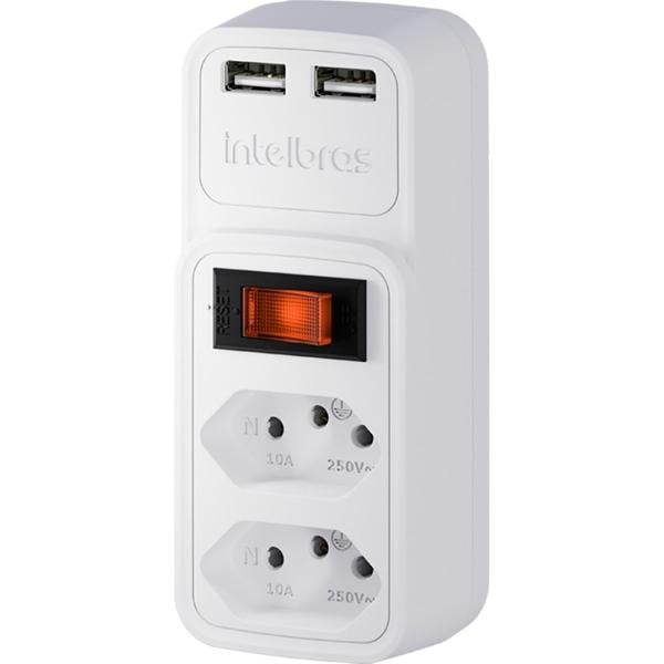 Adaptador para tomada com carregador USB, Branco, EAC 202, Intelbras - CX 1 UN