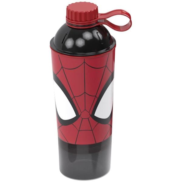 Kit Garrafa escolar shakeira, com pote 3 em 1, Homem Aranha Spiderman Marvel, 15630, Plasutil - CX 4 UN