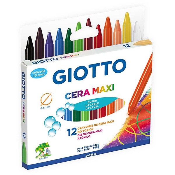 Giz de cera Gizão, Maxi, 12 Cores, 202202ES, Giotto - CX 1 UN