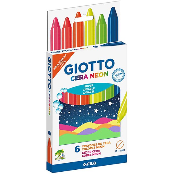 Giz de cera Gizão, Maxi, 6 Cores, Neon, 202402ES, Giotto - CX 1 UN