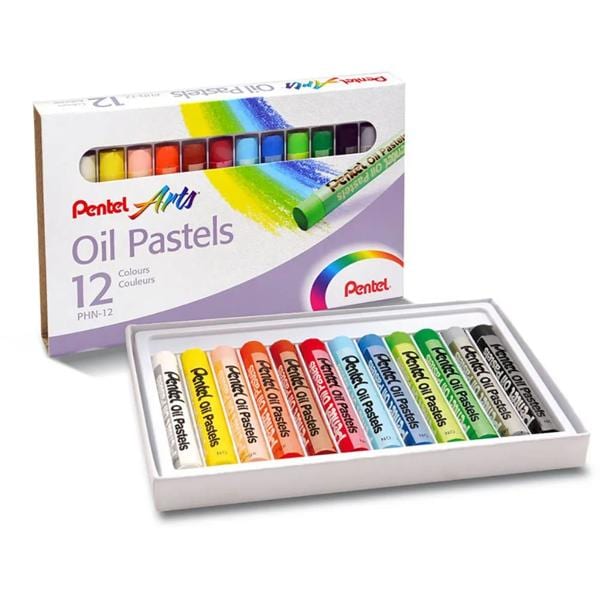 Giz de Cera Pastel Oleoso com 12 Cores PHN-12 - Pentel - CX 1 UN