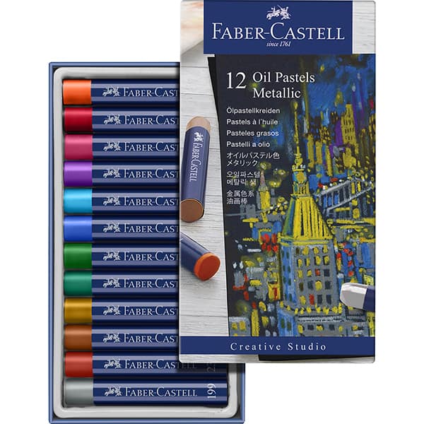 Giz de cera Pastel Oleoso com 12 cores, 127014, Faber-Castell - ET 12 UN