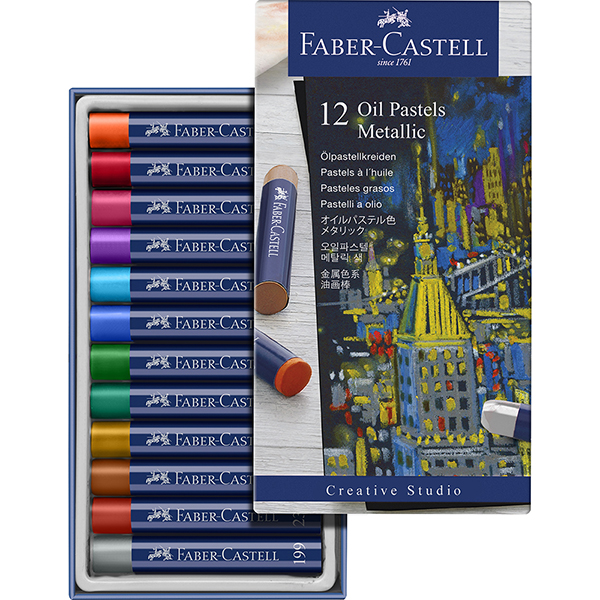 Giz Pastel Oleoso com 12 cores Metálicas, Creative Studio, 127014, Faber-Castell - ET 12 UN Giz Pastel Oleoso com 12 cores Metálicas, Creative Studio, 127014, Faber-Castell - ET 12 UN