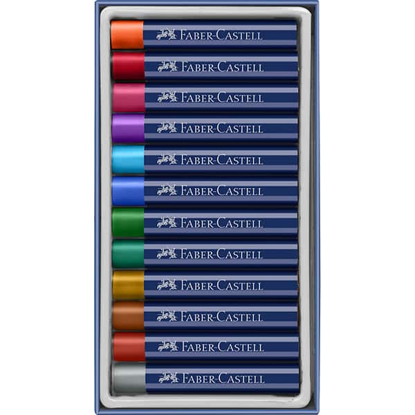 Giz de cera Pastel Oleoso com 12 cores, 127014, Faber-Castell - ET 12 UN