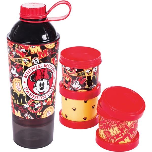 Kit Garrafa Escolar Shakeira, Com Pote 3 Em 1, Disney Minnie, 15632, Plasutil - CX 4 UN