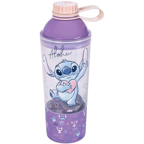 Kit Garrafa escolar shakeira, com pote 3 em 1, Stitch Disney, 15634, Plasutil - CX 4 UN