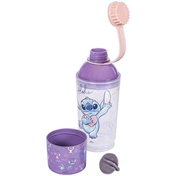 Kit Garrafa escolar shakeira, com pote 3 em 1, Stitch Disney, 15634, Plasutil - CX 4 UN