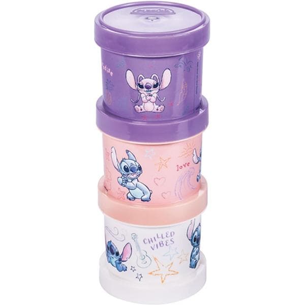 Kit Garrafa escolar shakeira, com pote 3 em 1, Stitch Disney, 15634, Plasutil - CX 4 UN