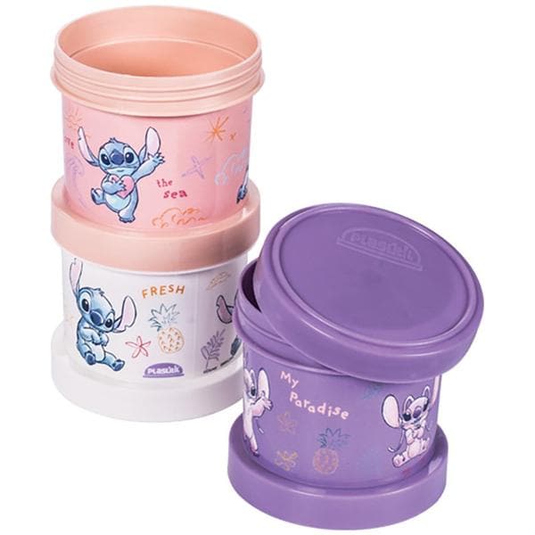 Kit Garrafa escolar shakeira, com pote 3 em 1, Stitch Disney, 15634, Plasutil - CX 4 UN