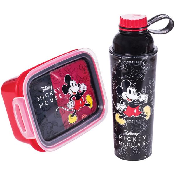 Kit Escolar Disney Mickey Mouse, Com Garrafa E Pote, 15635, Plasutil - CX 2 UN