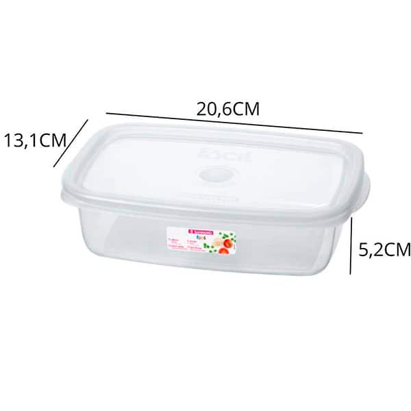 Pote plástico retangular, Transparente, 785ml, SR165/10, Sanremo - PT 1 UN