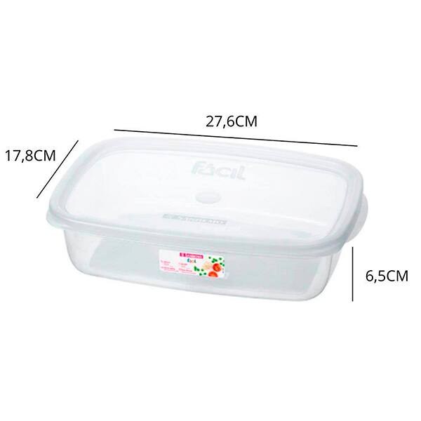 Pote plástico retangular, Transparente, 1,8L, SR170/10, Sanremo - PT 1 UN