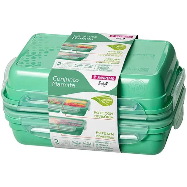 Conjunto de Potes Freshy, 730ml e 820ml, Verde, SR1753/21C, Sanremo - PT 2 UN