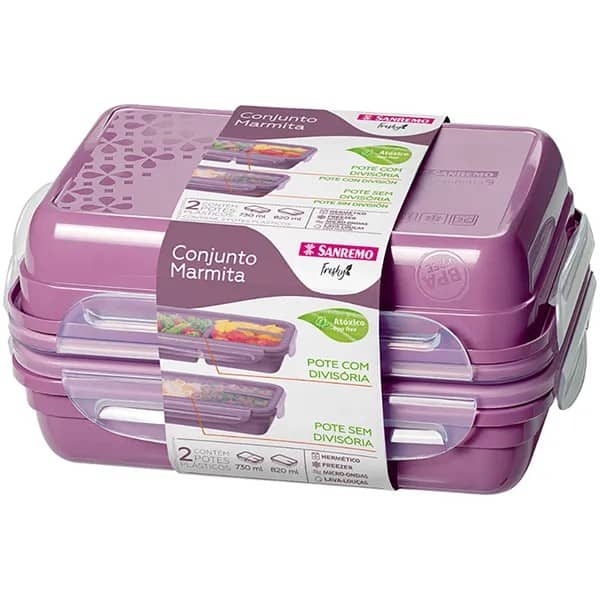 Conjunto de Potes Freshy, 730ml e 820ml, Rosa, SR1753/33C, Sanremo - PT 2 UN Conjunto de Potes Freshy, 730ml e 820ml, Rosa, SR1753/33C, Sanremo - PT 2 UN
