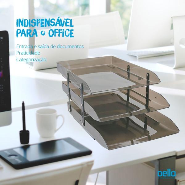 Caixa Para Correspondência Home Office Articulável Tripla, Fumê, Dello - CX 1 UN