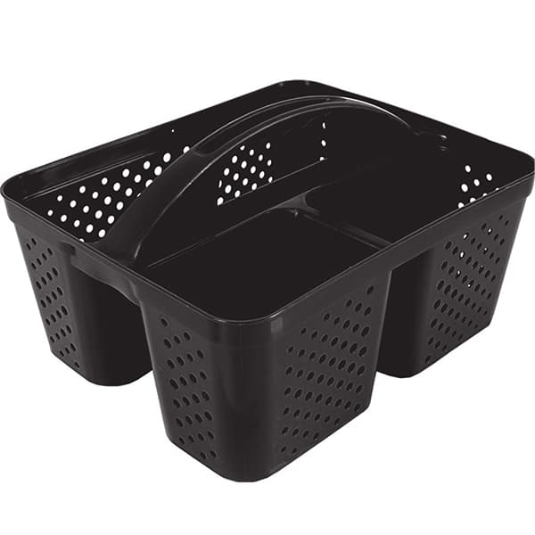 Cesto plástico com alça, 3 divisórias, 26 x 31 x 18cm, Preto, 284/P, Nitronplast - PT 1 UN