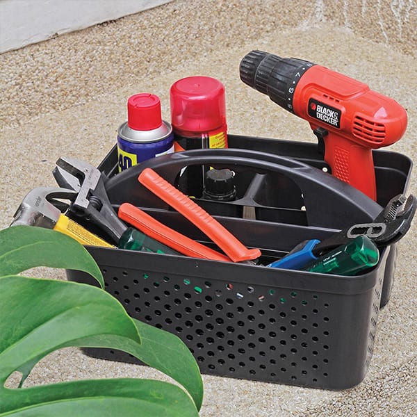 Cesto plástico com alça, 3 divisórias, 26 x 31 x 18cm, Preto, 284/P, Nitronplast - PT 1 UN