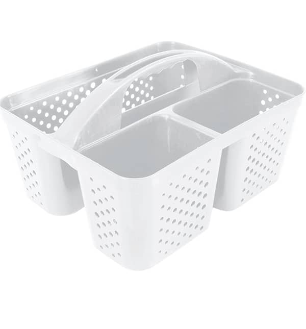 Cesto plástico com alça, 3 divisórias, 26 x 31 x 18cm, Branco, 284/B, Nitronplast - PT 1 UN