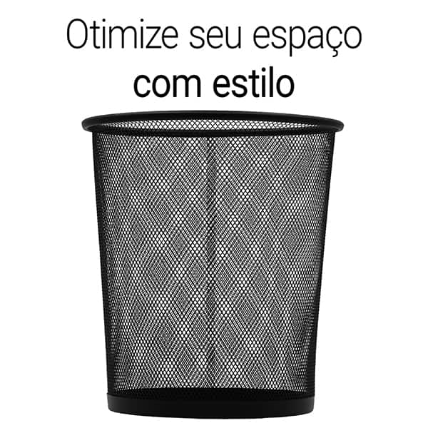 Cesto p/lixo 13l redondo aramado preto B83515 Spiral Office PT 1 UN