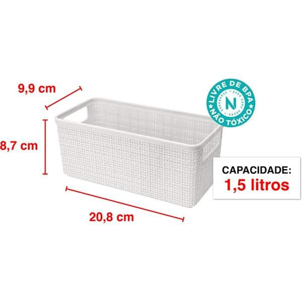 Cesto plástico juta P branco 1.5l, 256/B, Nitron - PT 1 UN