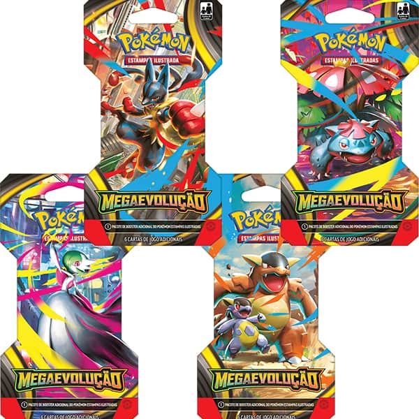 Blister Pokémon TCG, Pokémon Megaevolução, 35655, Copag - Pacote com 6 cartas cada - BT 1 UN