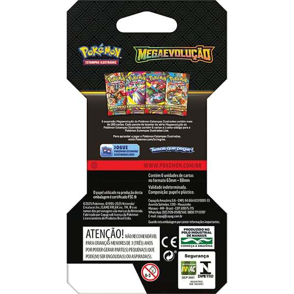 Blister Pokémon TCG, Pokémon Megaevolução, 35655, Copag - Pacote com 6 cartas cada - BT 1 UN