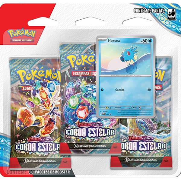 Jogo de cartas, Triple Pack Pokémon TCG, Escarlate Violeta, Coroa Estelar, 34668, Copag - CX 1 UN