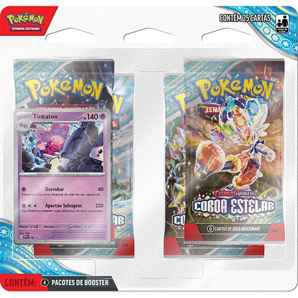 Jogo de cartas, Quad Pack Pokémon TCG, Coroa Estelar, 34670, Copag - CX 1 UN