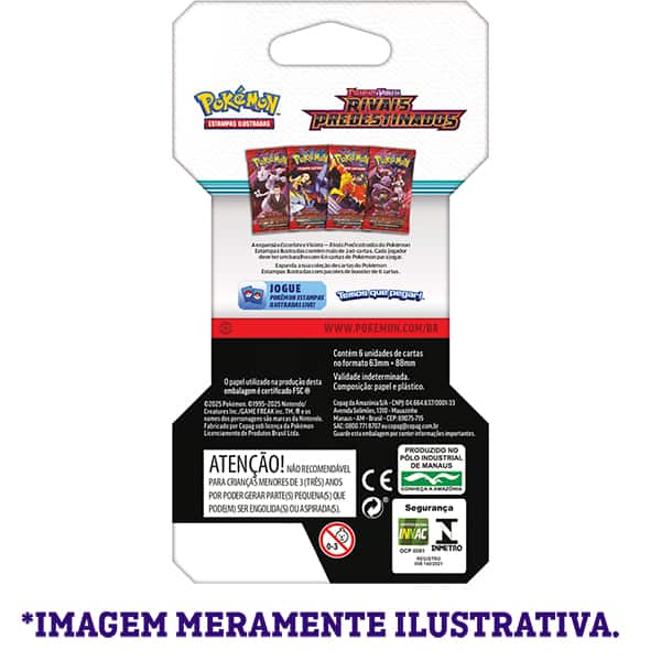 Booster Pokémon TCG, Pokémon Rivais Predestinados, 35557, Copag - Pacote com 6 cartas cada - BT 1 UN