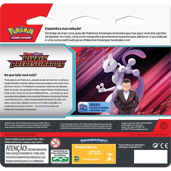 Jogo de cartas, Triple Pack Pokémon TCG, Rivais Predestinados, 35559, Copag - BT 3 PT