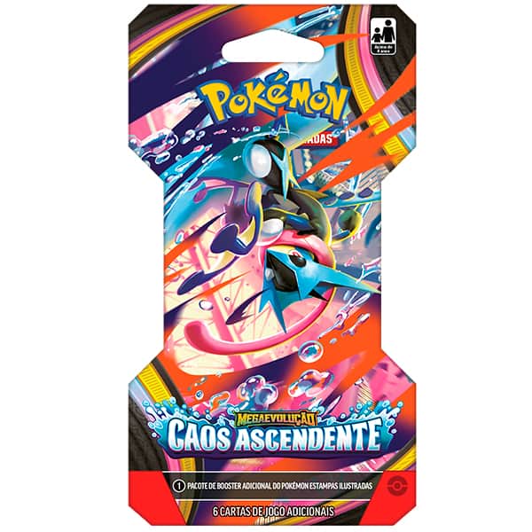 Blister Pokémon TCG, Pokémon Caos Ascendente, Pacote com 6 cartas cada, 36925, Copag - BT 1 UN Blister Pokémon TCG, Pokémon Caos Ascendente, Pacote com 6 cartas cada, 36925, Copag - BT 1 UN