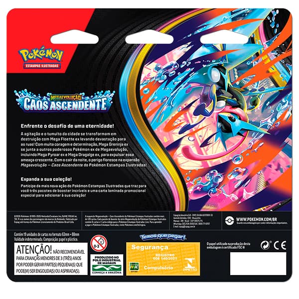 Jogo de cartas, Triple Pack Pokémon TCG, Caos Ascendente, 36928, Copag  - BT 3 UN